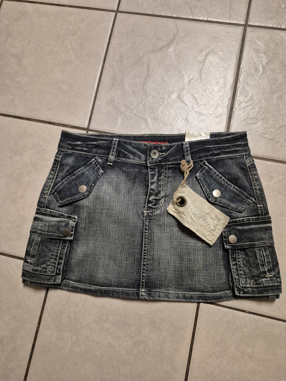 Mudd You Are Beautiful Denim Cargo Acid Wash Mini Skirt